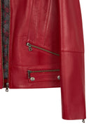 Nora Woman Red Short Leather Jacket | Derimod
