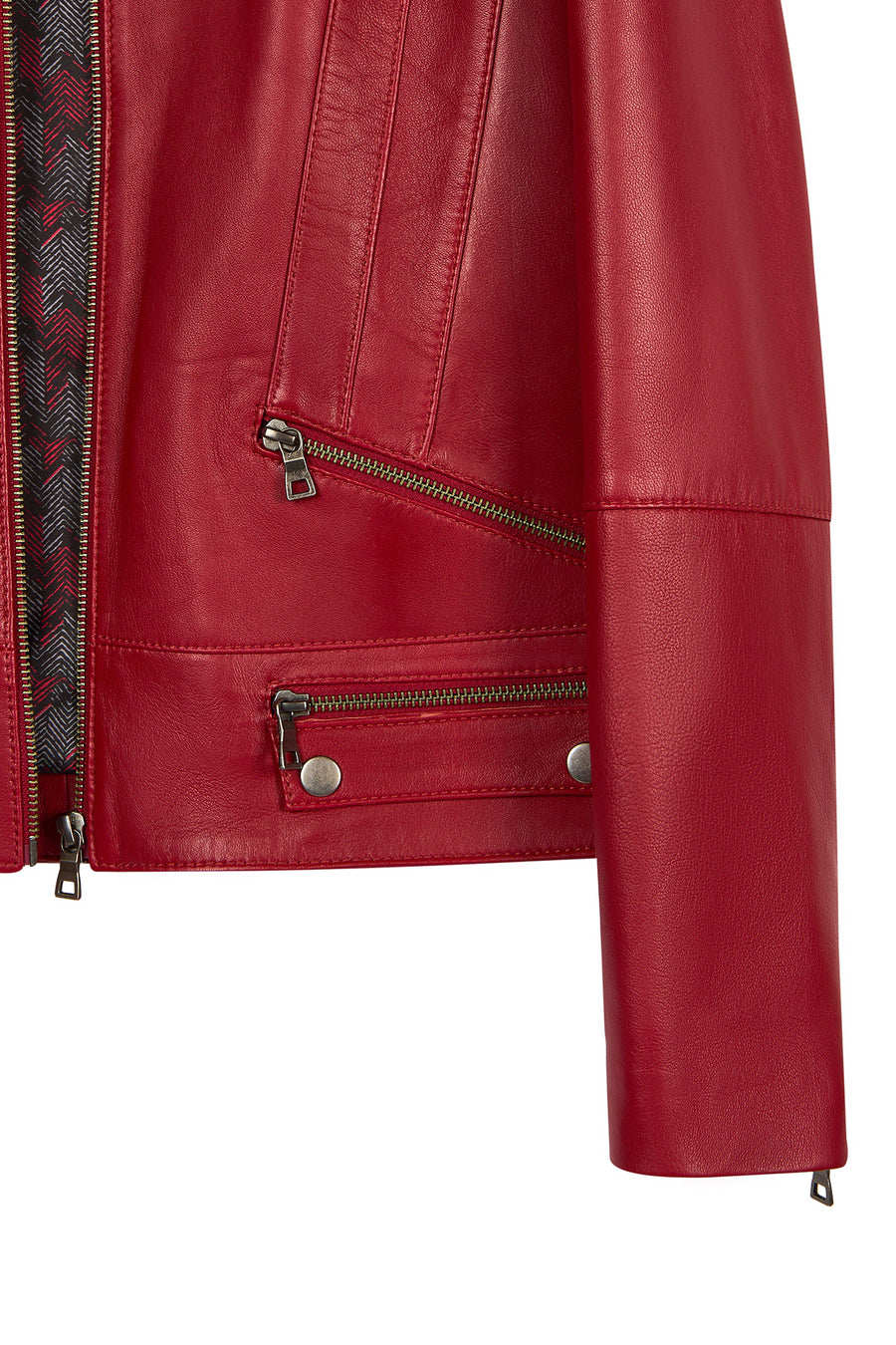 Nora Woman Red Short Leather Jacket
