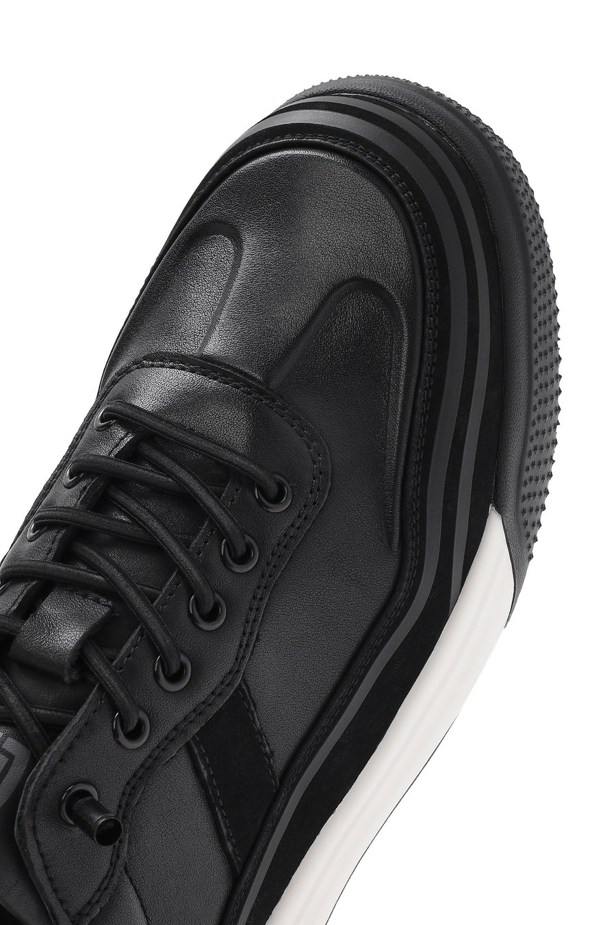 Erkek Siyah Bağcıklı Deri Sneaker