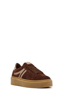 Woman Brown Lace-Up Suede Leather Sneaker | Derimod