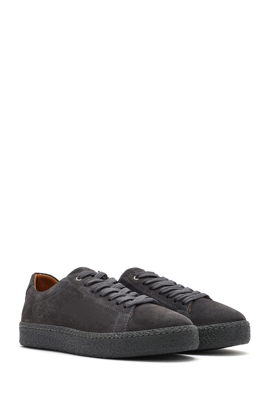 Erkek Gri Bağcıklı Süet Deri Sneaker
