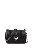 Woman Black Quilted Crossbody Bag with Chain Strap | Derimod