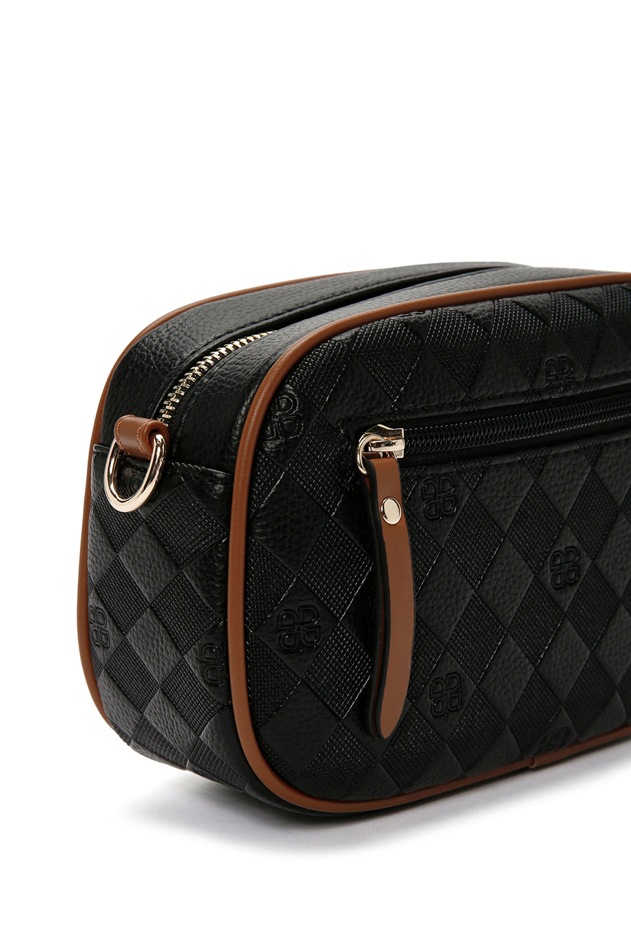 Women's Black Long Strap Printed Crossbody Bag