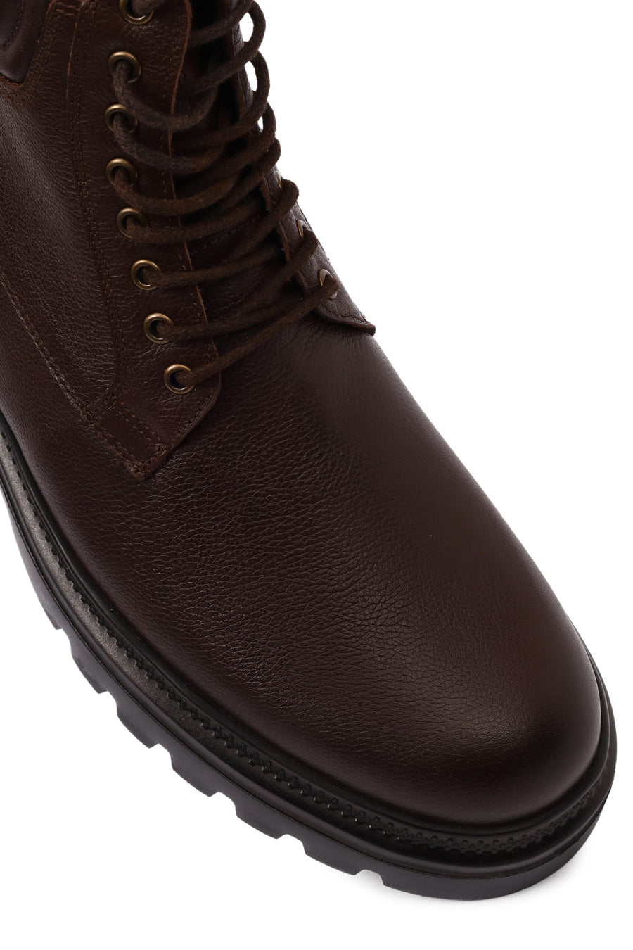 Men's Brown Zippered Thick-Soled Leather Boots