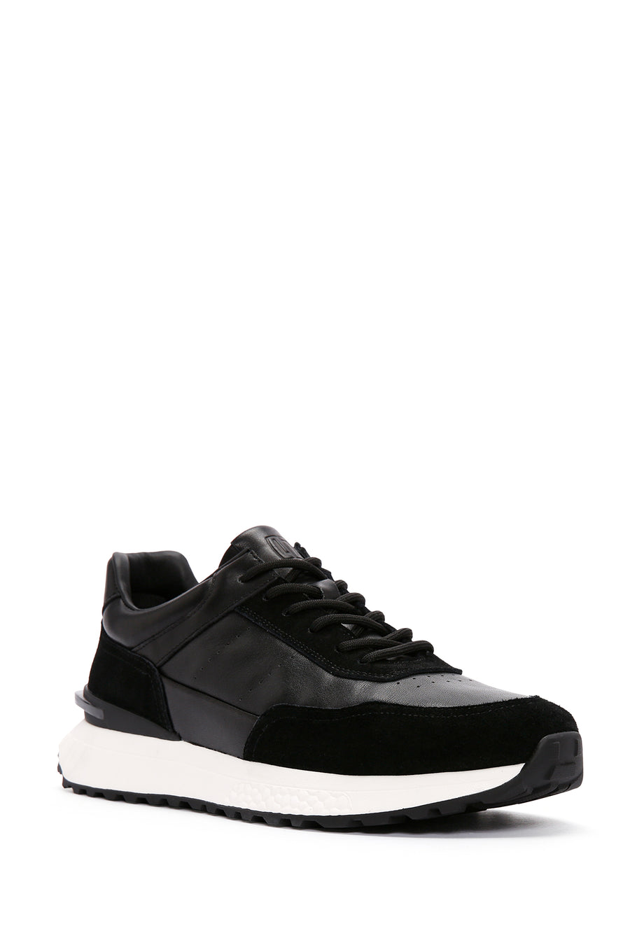 Erkek Siyah Bağcıklı Kalın Tabanlı Deri Casual Sneaker