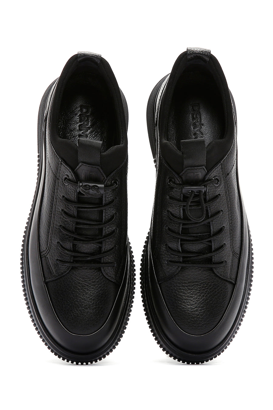 Men's Black Lace-up Leather Sneaker