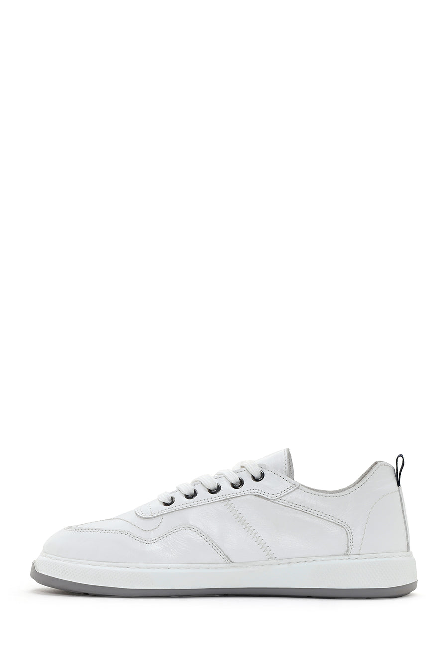 Men's White Lace-up Leather Sneaker