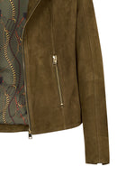 Lara Woman Green Short Suede Leather Jacket | Derimod