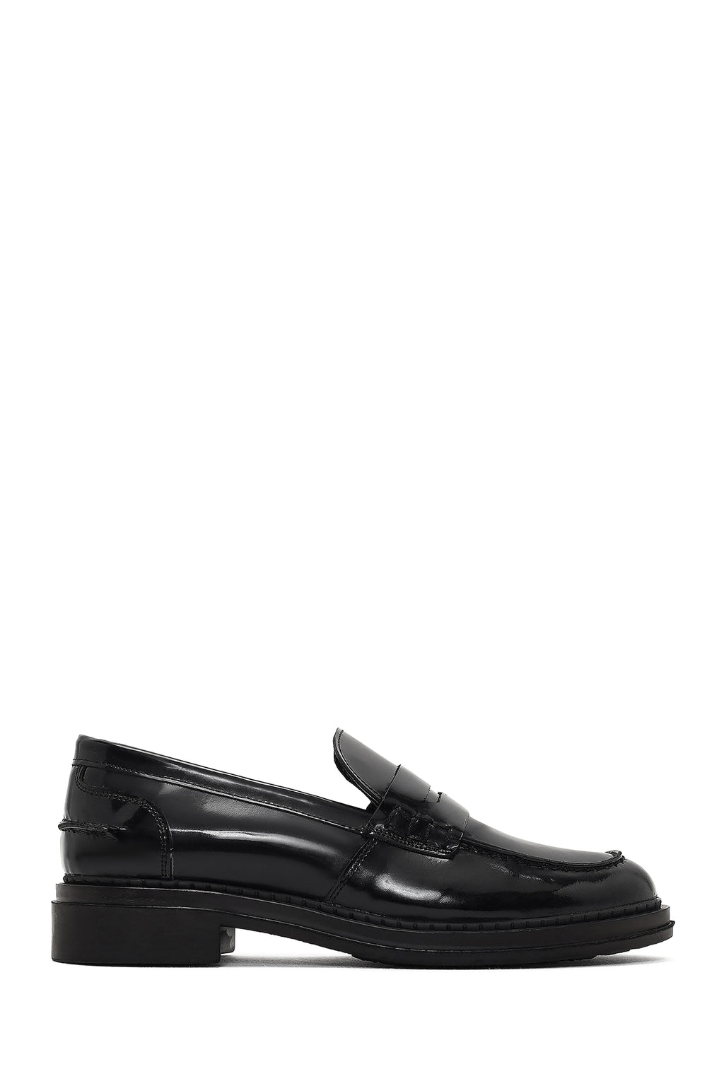Kadın Siyah Rugan Deri Maskülen Loafer