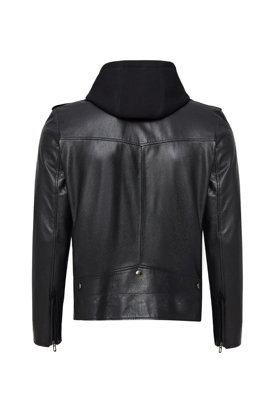 Butler Men's Black Hooded Biker Leather Jacket