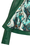 Sonia Woman Green Short Leather Jacket | Derimod