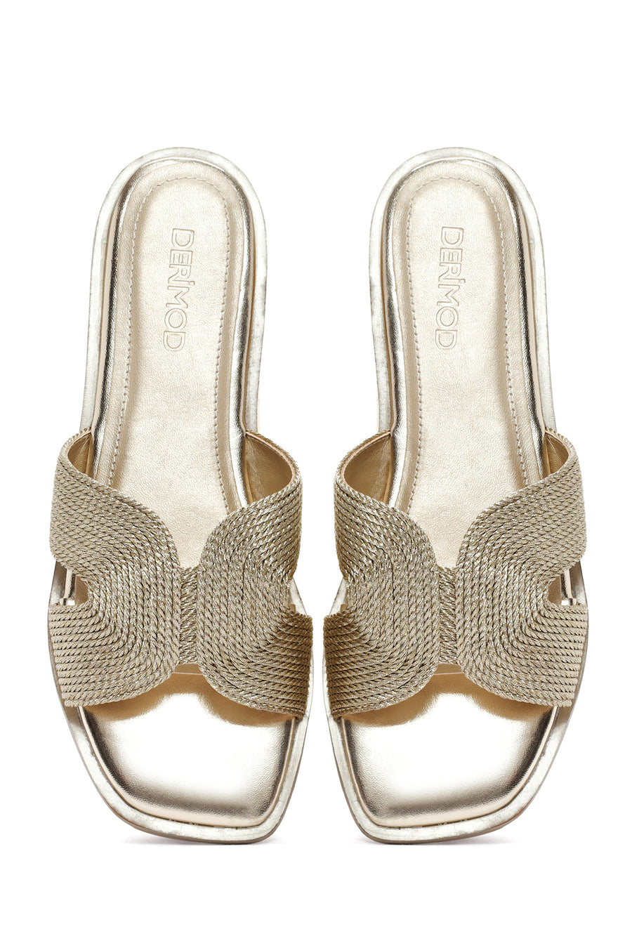 Women's Gold Metallic Knitted Slippers