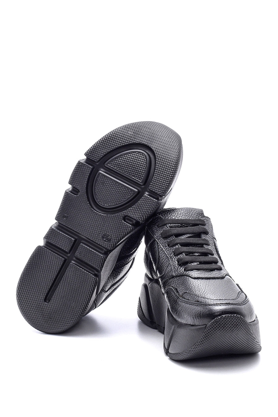 Women's High-Sole Leather Sneaker