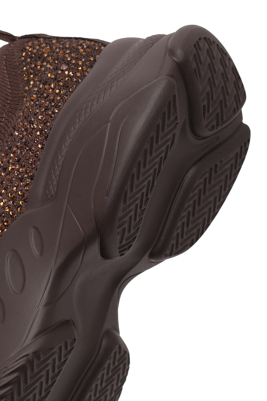 Derimod Zero Woman Brown Lace-Up Fabric Sneaker with Stone Details