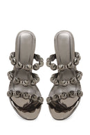Woman Anthracite High Thin-Heeled Slipper | Derimod