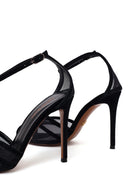 Woman Black Ankle-Buckle High Thin-Heeled Leather Sandal | Derimod