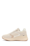 Woman Beige Side-Zip Lace-Up Chunky Platform Sneakers | Derimod