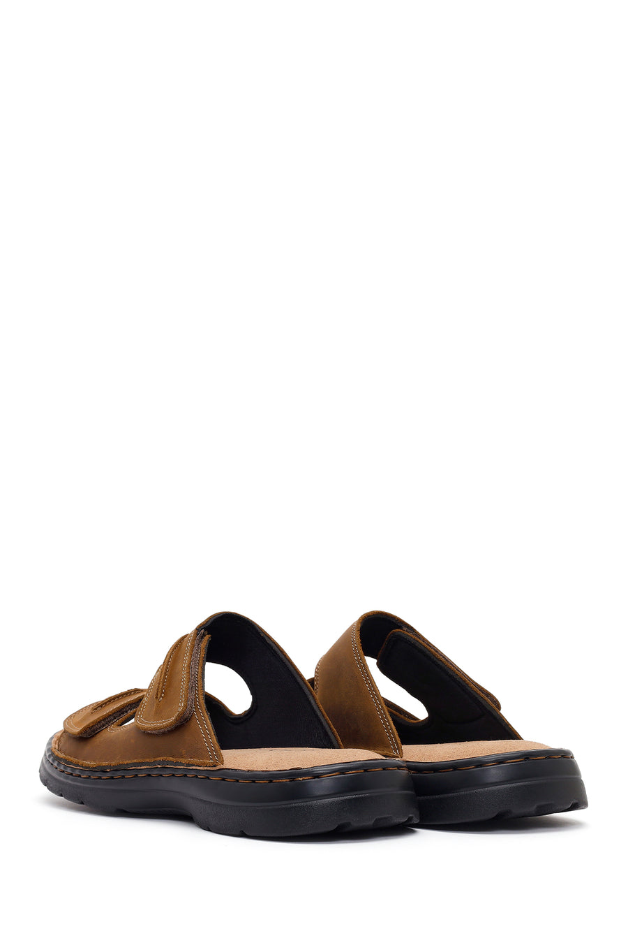 Erkek Kahverengi Bantlı Nubuk Deri Terlik