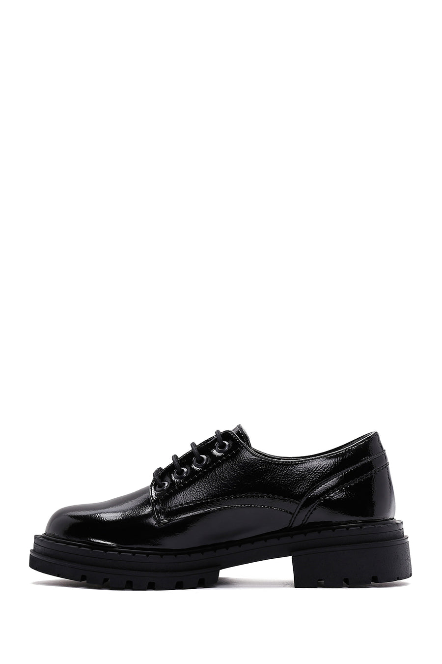 Women's Black Patent Leather Casual Shoes