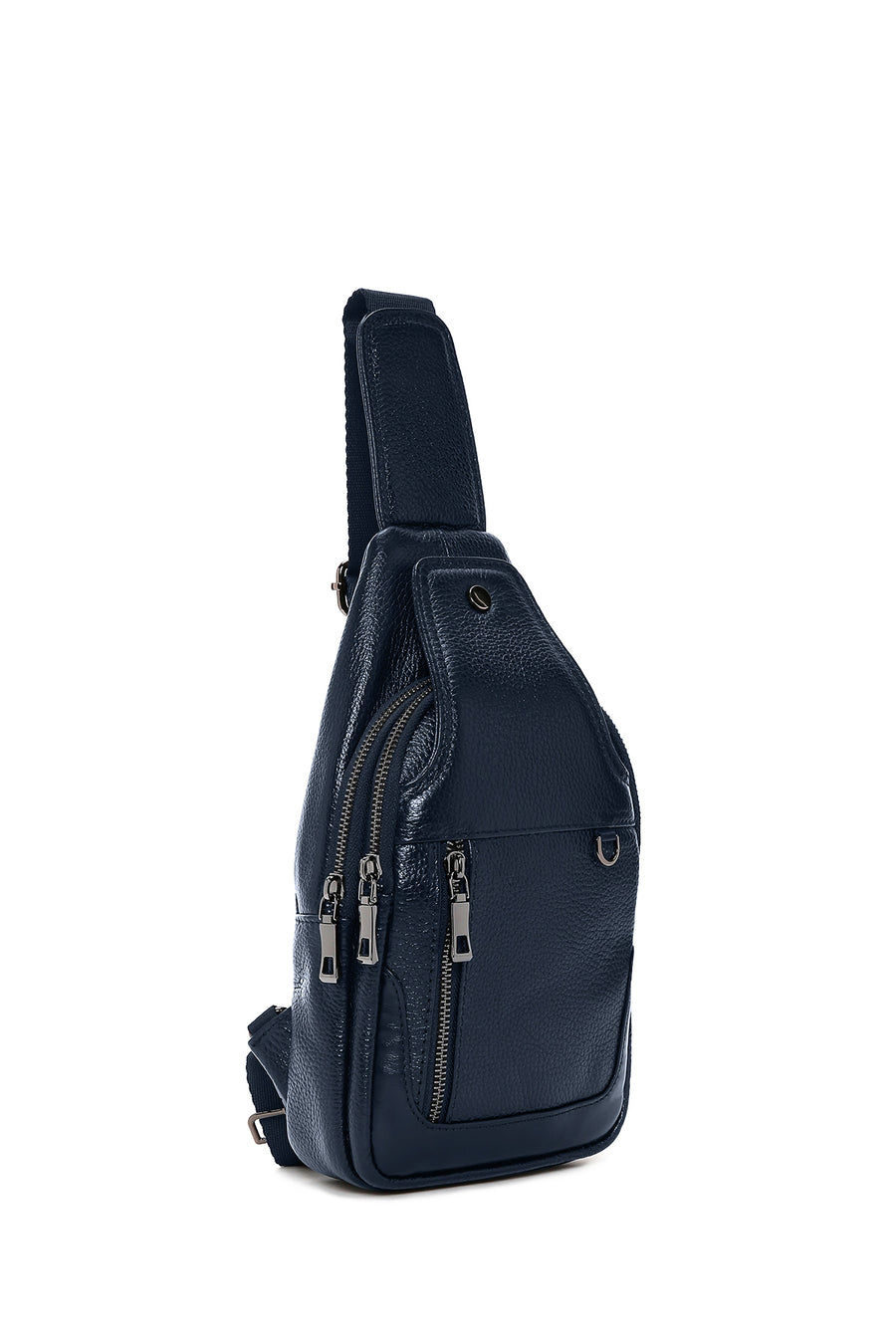 Men's Navy Blue Leather Crossbody Bag
