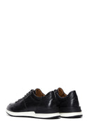 Erkek Siyah Bağcıklı Deri Casual Sneaker | Derimod
