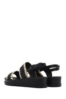 Women's Black Ankle Buckle Thick Soled Straw Sandals | Derimod