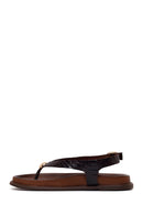 Woman Brown Leather Flip-Flop Sandal | Derimod