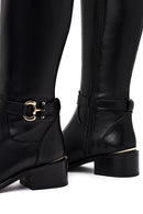 Women's Black Zippered Leather Boots | Derimod
