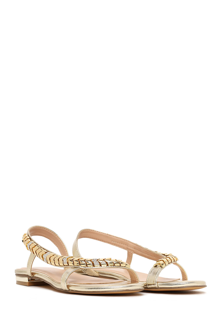 Kadın Altın Taşlı Sandalet