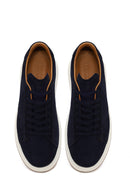 Male Navy Blue Lace-up Thick-soled Suede Leather Sneaker | Derimod