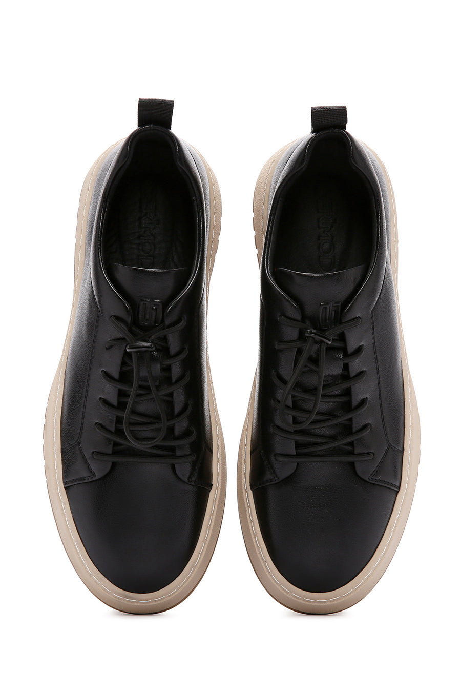 Erkek Siyah Bağcıklı Deri Sneaker