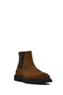 Men's Brown Zippered Suede Leather Boot | Derimod