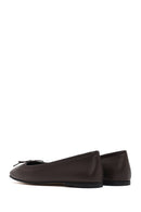 Derimod Flex Woman Brown Bow Leather Ballerine Shoes | Derimod