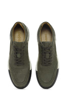 Male Green Lace-Up Nubuck Leather Sneaker | Derimod
