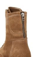 Women's Beige Suede Leather Zippered Boots | Derimod