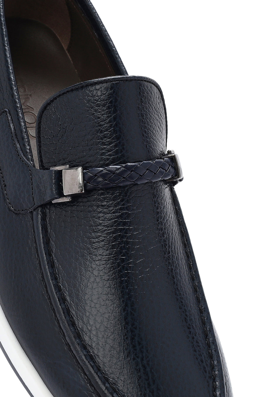 Men's Navy Blue Leather Casual Loafer
