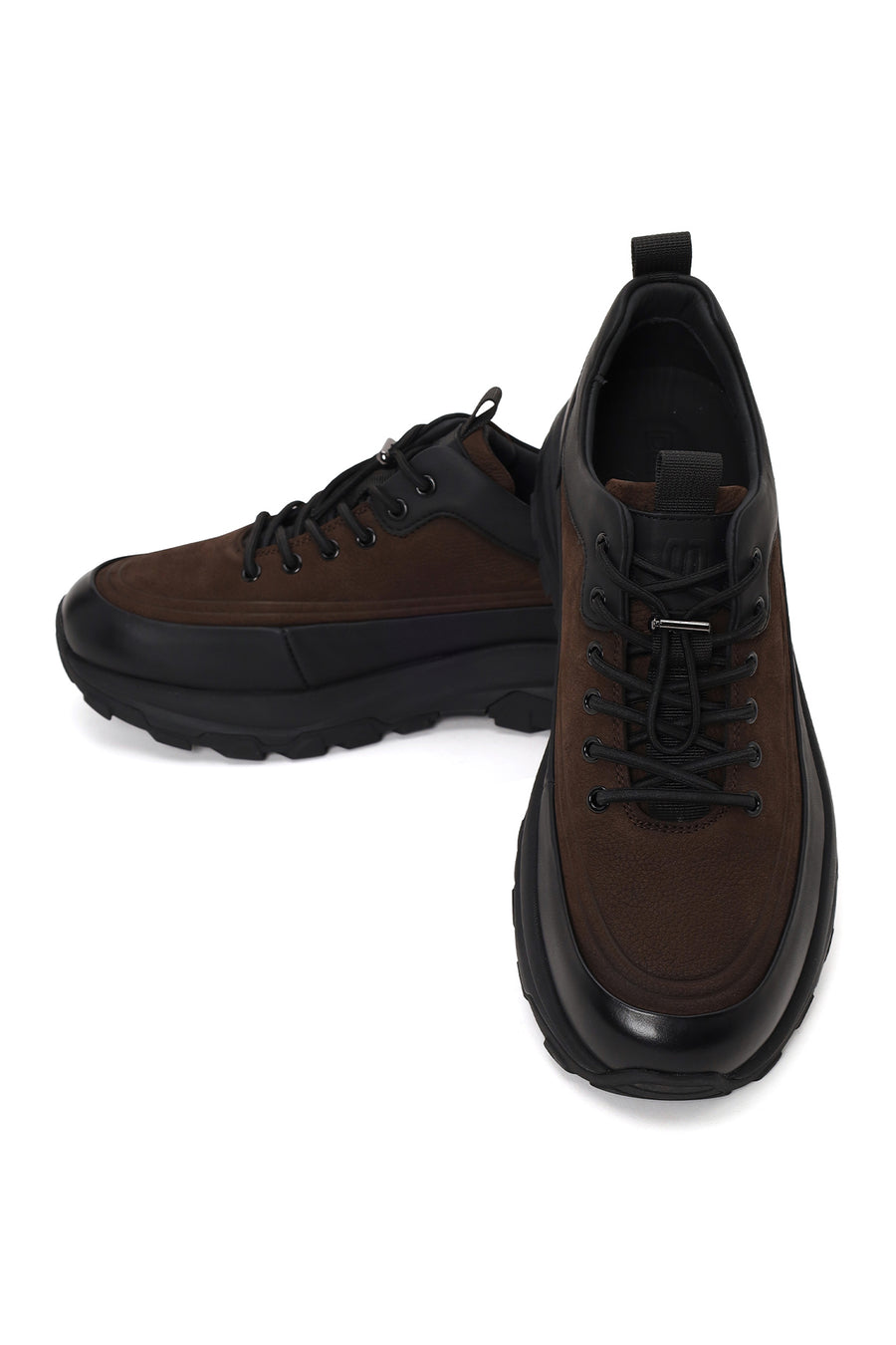 Male Brown Lace-Up Thick-Soled Leather Casual Sneaker