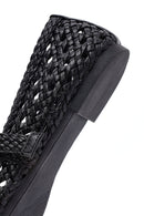 Women's Black Buckled Braided Ballerinas | Derimod