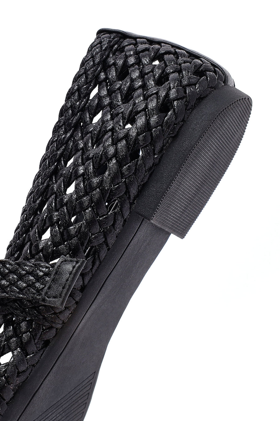 Women's Black Buckled Braided Ballerinas