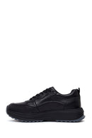 Erkek Siyah Bağcıklı Kalın Tabanlı Deri Casual Sneaker | Derimod