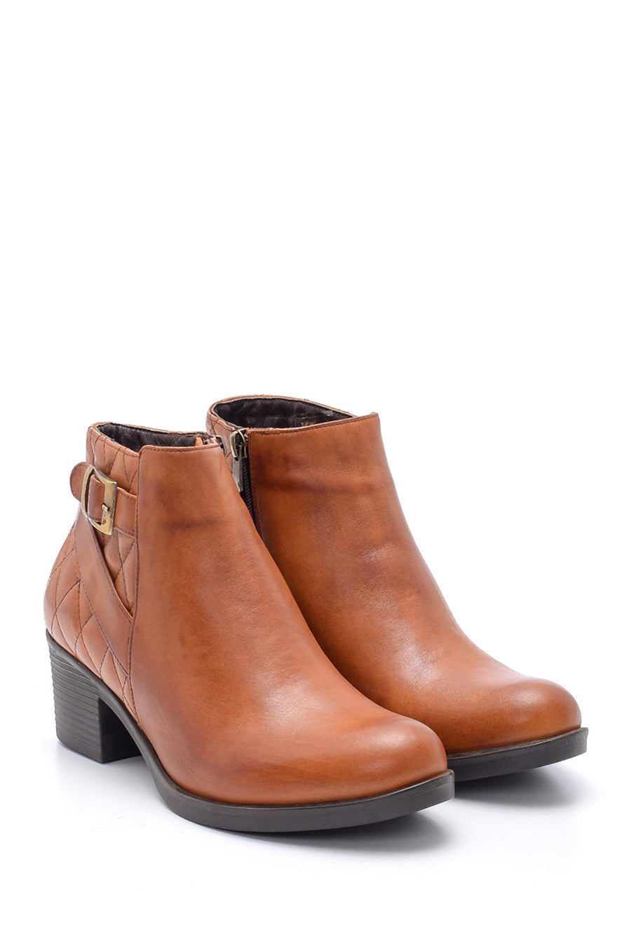 Women's Leather Quilted Detailed Boots