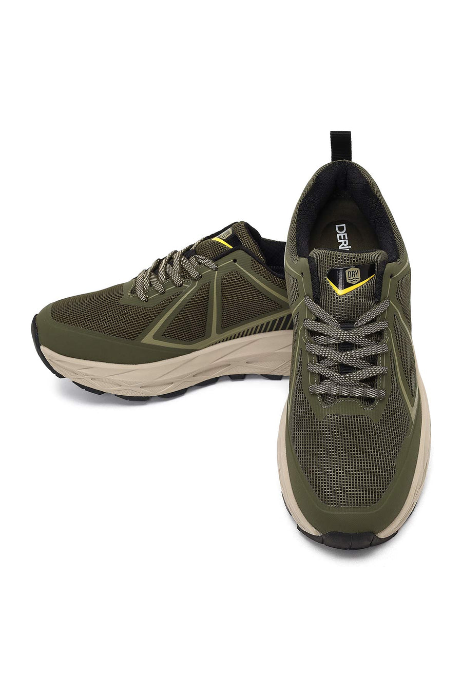 Derimod Dry Men Khaki Lace-Up Thick-Soled Fabric Sneaker