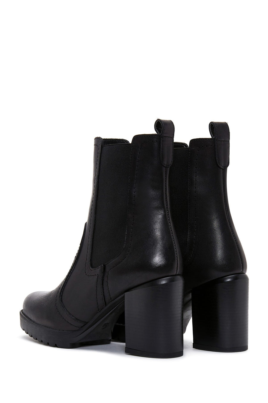 Women's Black Leather Heeled Chelsea Boots