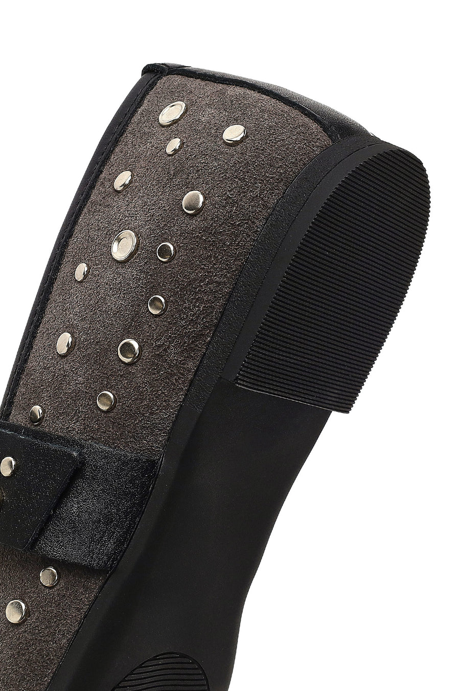 Women's Anthracite Buckled Suede Leather Ballet Flat