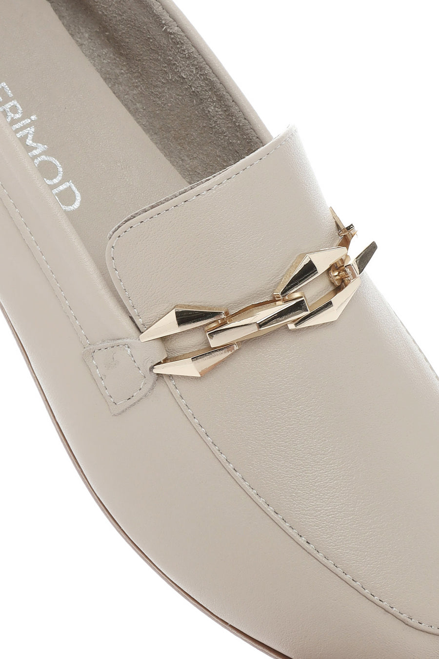 
Women's Beige Buckled Leather Loafer
