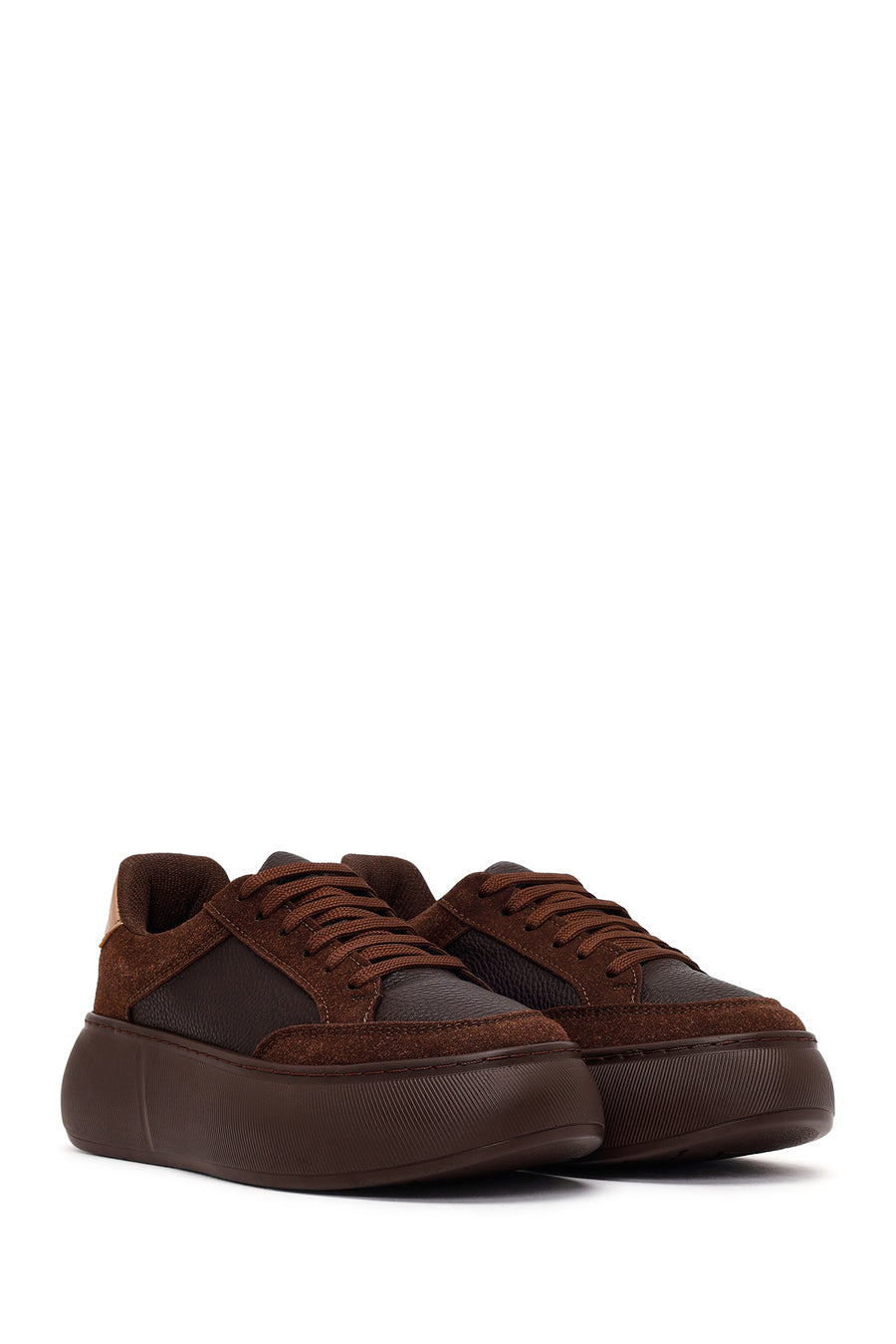 Woman Brown Lace-Up Chunky Sneaker