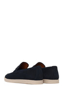 Male Navy Nubuck Leather Loafer | Derimod