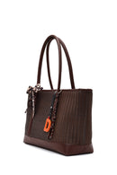 Women's Brown Braided Charm Shoulder Bag | Derimod