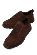 Erkek Kahverengi Bağcıklı Nubuk Deri Casual Sneaker | Derimod