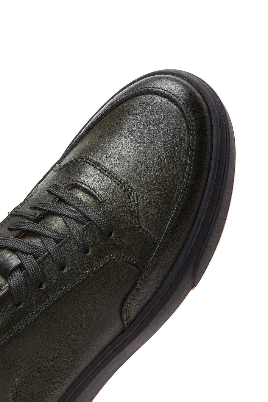 Erkek Haki Bağcıklı Deri Sneaker